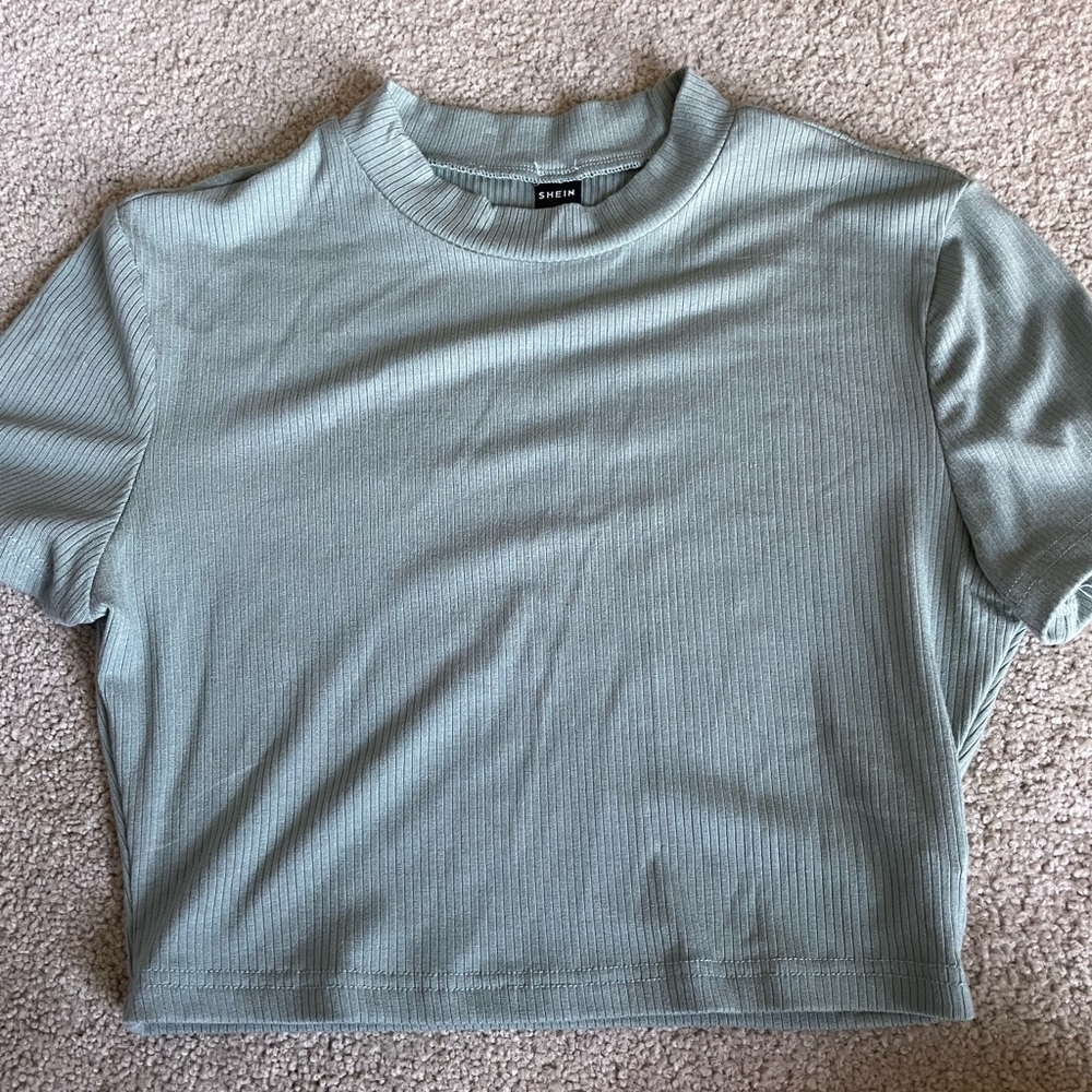 Ribbed Sage Green Crop Top